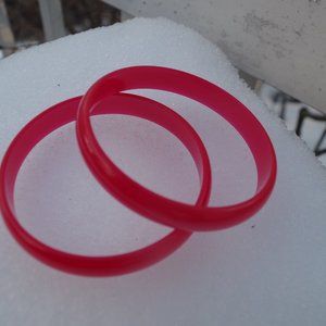 Two Moon Glow Lucite  Red Bangles